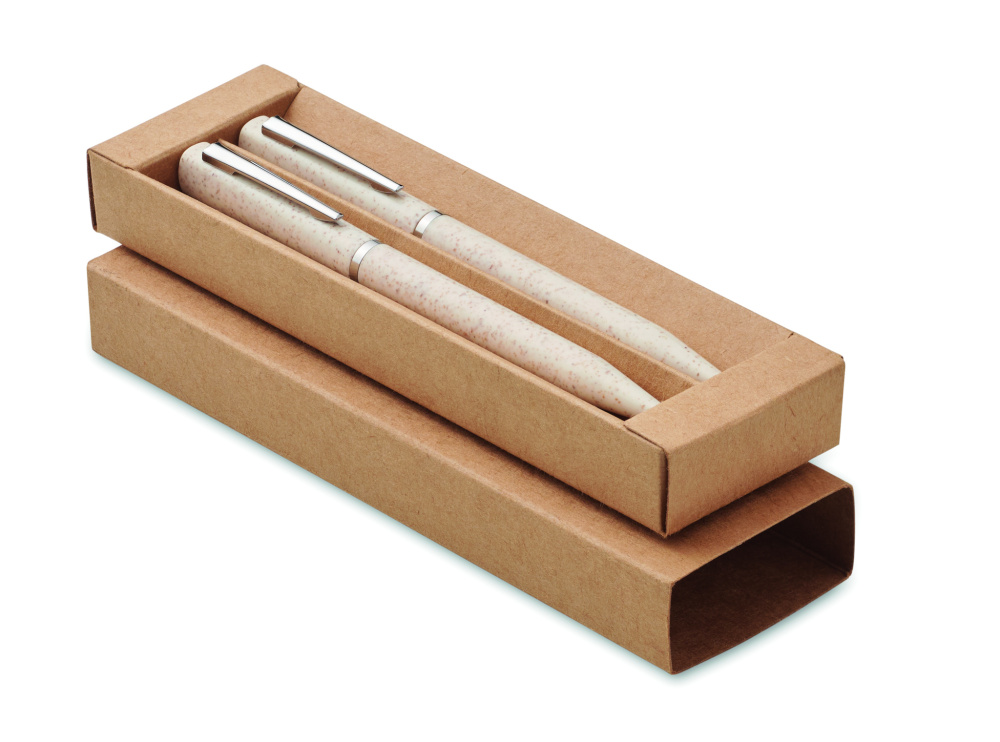 Logo trade corporate gifts image of: Wheat straw/ABS twist pen set